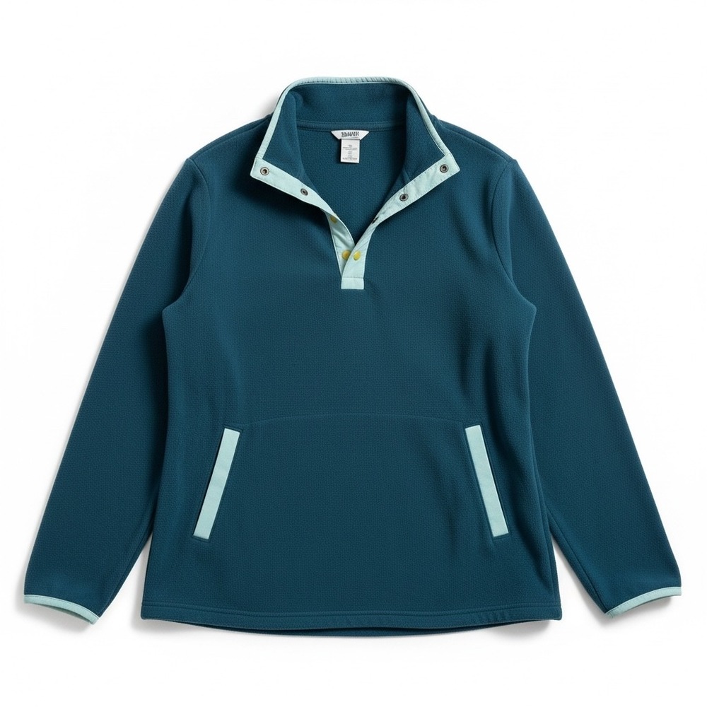 Duluth Trading Co Snap Neck Fleece Pullover Teal Blue Women's Size M